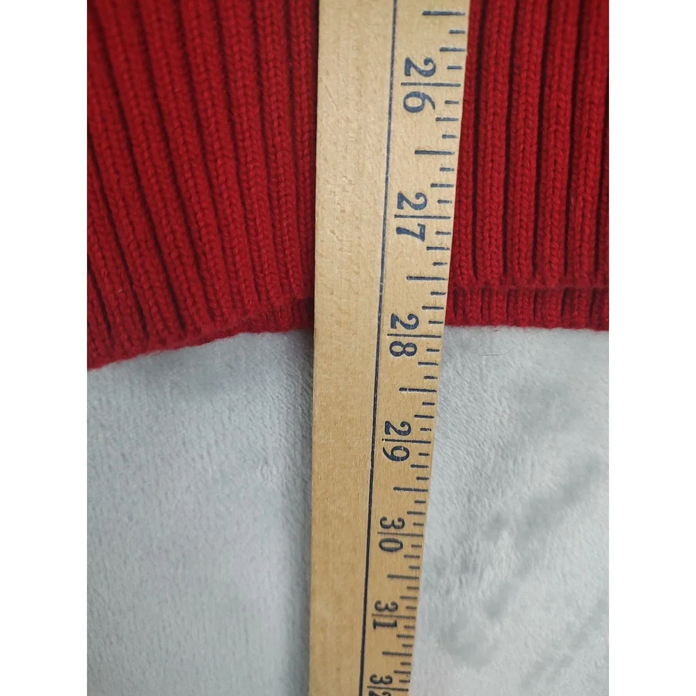 Polo Ralph Lauren Mens Red Cotton Knit 3 Button Mock Neck Pullover Sweater‎